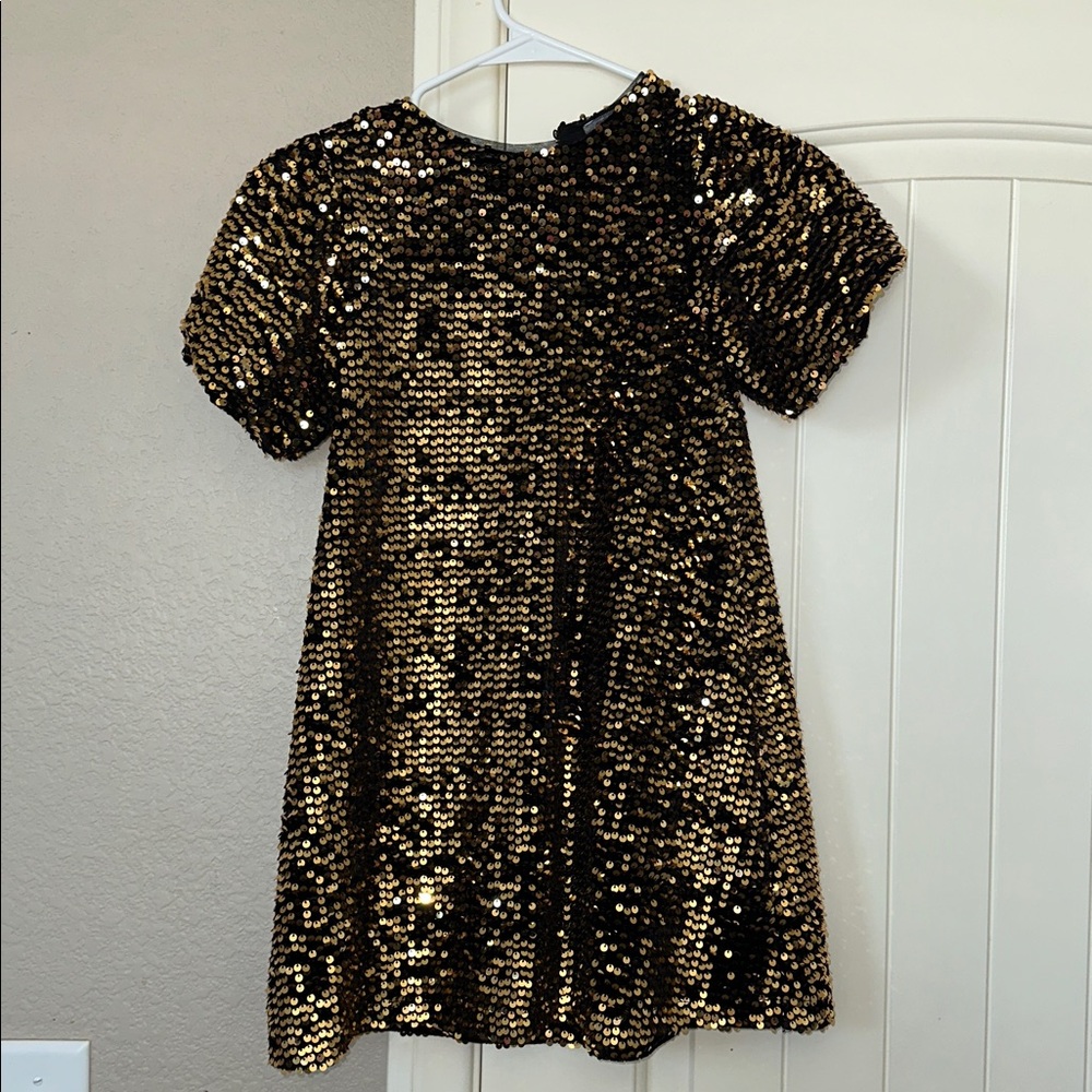Zara Black and Gold Sequin Girls Dress